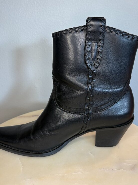 Amazon.com | Franco Sarto Womens Billie Knee High Fashion  Franco Sarto Levee Black Leather Pointed Toe Western Cowboy Boots Size 8m